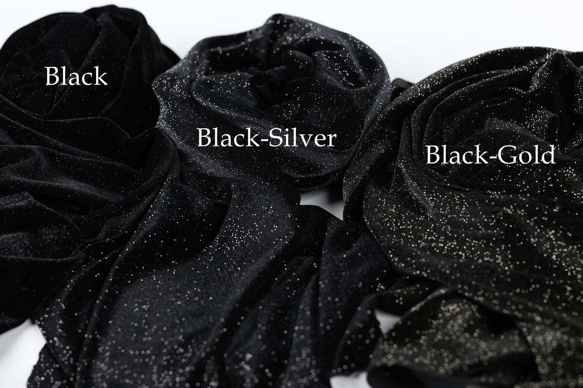 Glitter Velvet Stretch Fabric by Yard, 4-Way Stretch for Dance Costumes Eveningwear