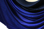 Navy Royal Blue Glitter Stretch Velvet Fabric by Yard, 4-Way Spandex for Dresses Costumes