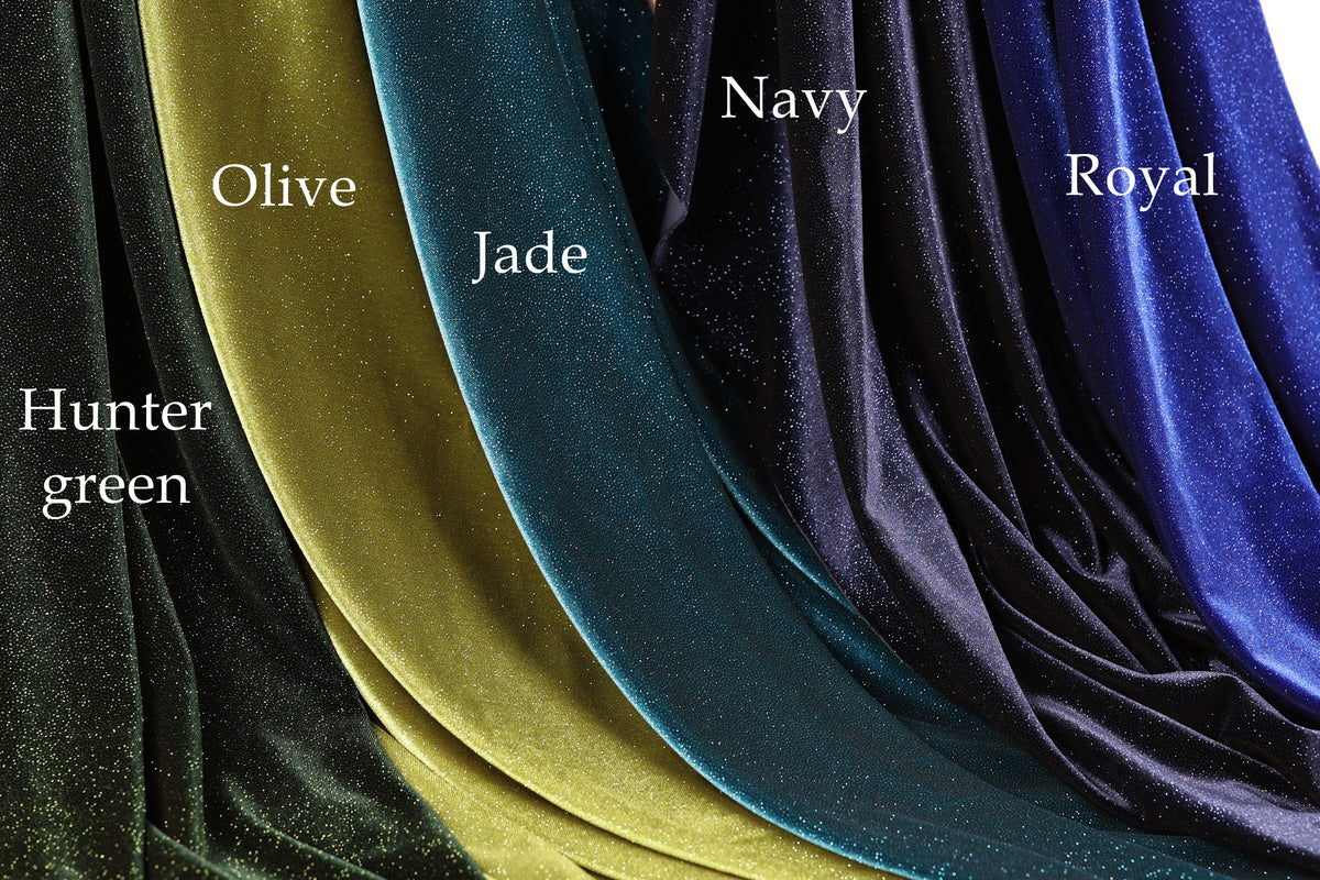 Glitter Velvet Stretch Fabric by Yard, 4-Way Stretch for Dance Costumes Eveningwear