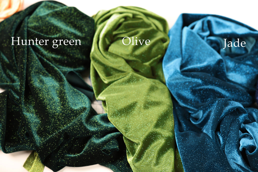 Glitter Stretch Velvet Fabric by Yard, 4-Way Spandex for Dresses Costumes