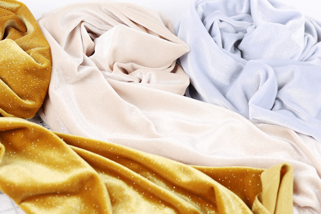 Glitter Velvet Fabric by the Yard, 4 Way Stretch Velvet for Costumes, Dancewear and Party Dresses
