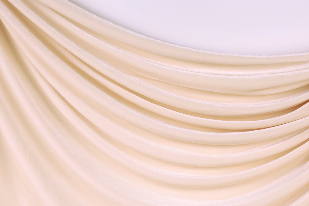 Beige Stretch Velvet Fabric by the Yard, Heavy Velvet for Dresses & Costumes