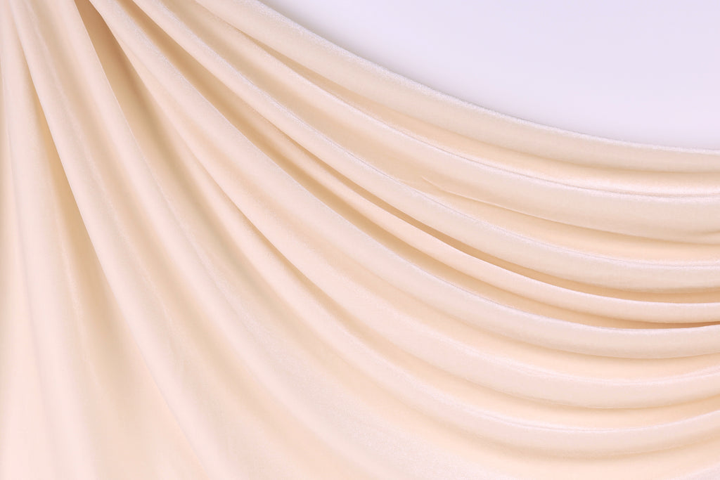 Beige & Off White Stretch Velvet Fabric by the Yard for Bridal, Dresses and Costumes