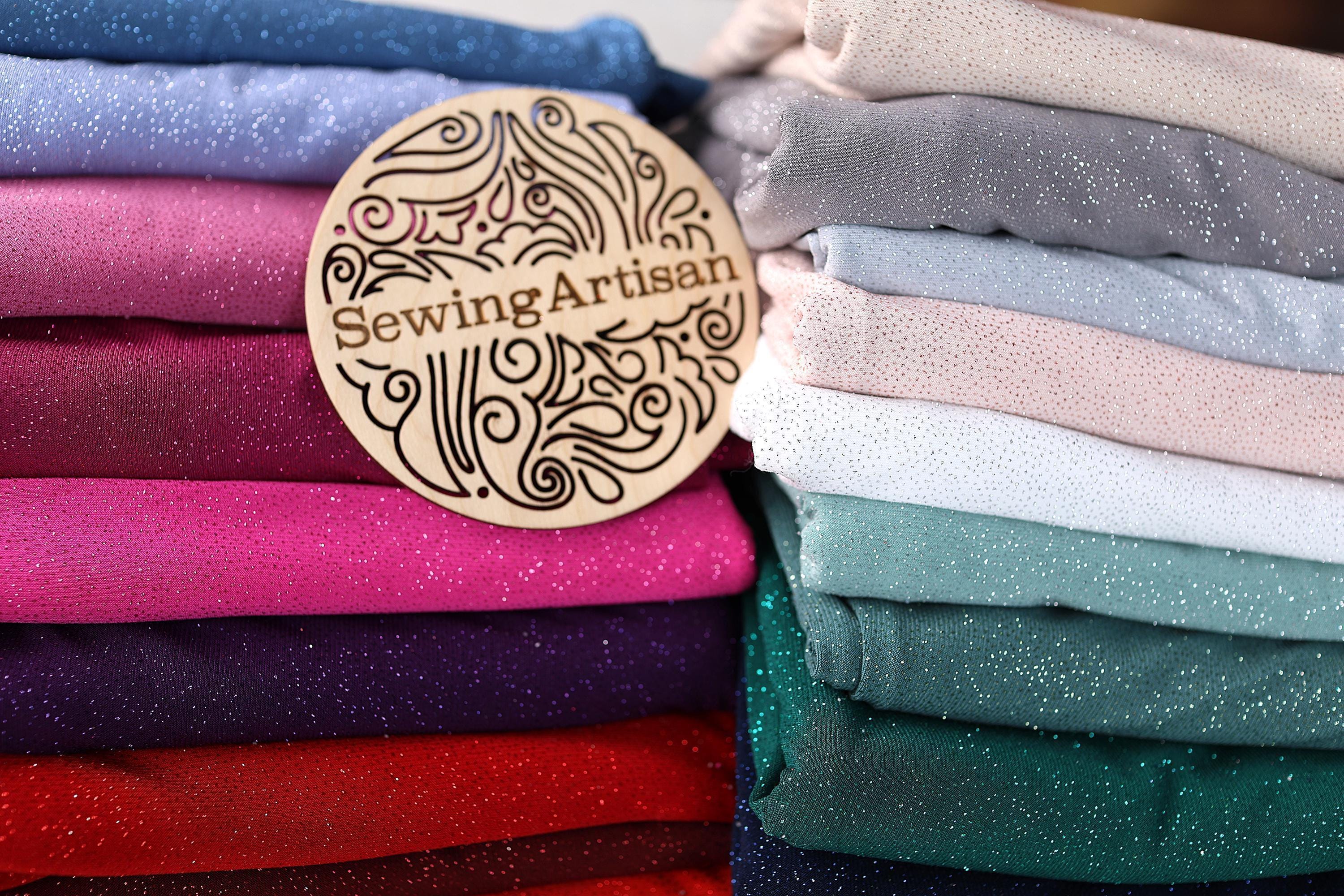 Glitter Spandex Knit Fabric Swatchbook: Polyester 4-Way Stretch Shimmer Material (18 Colors)