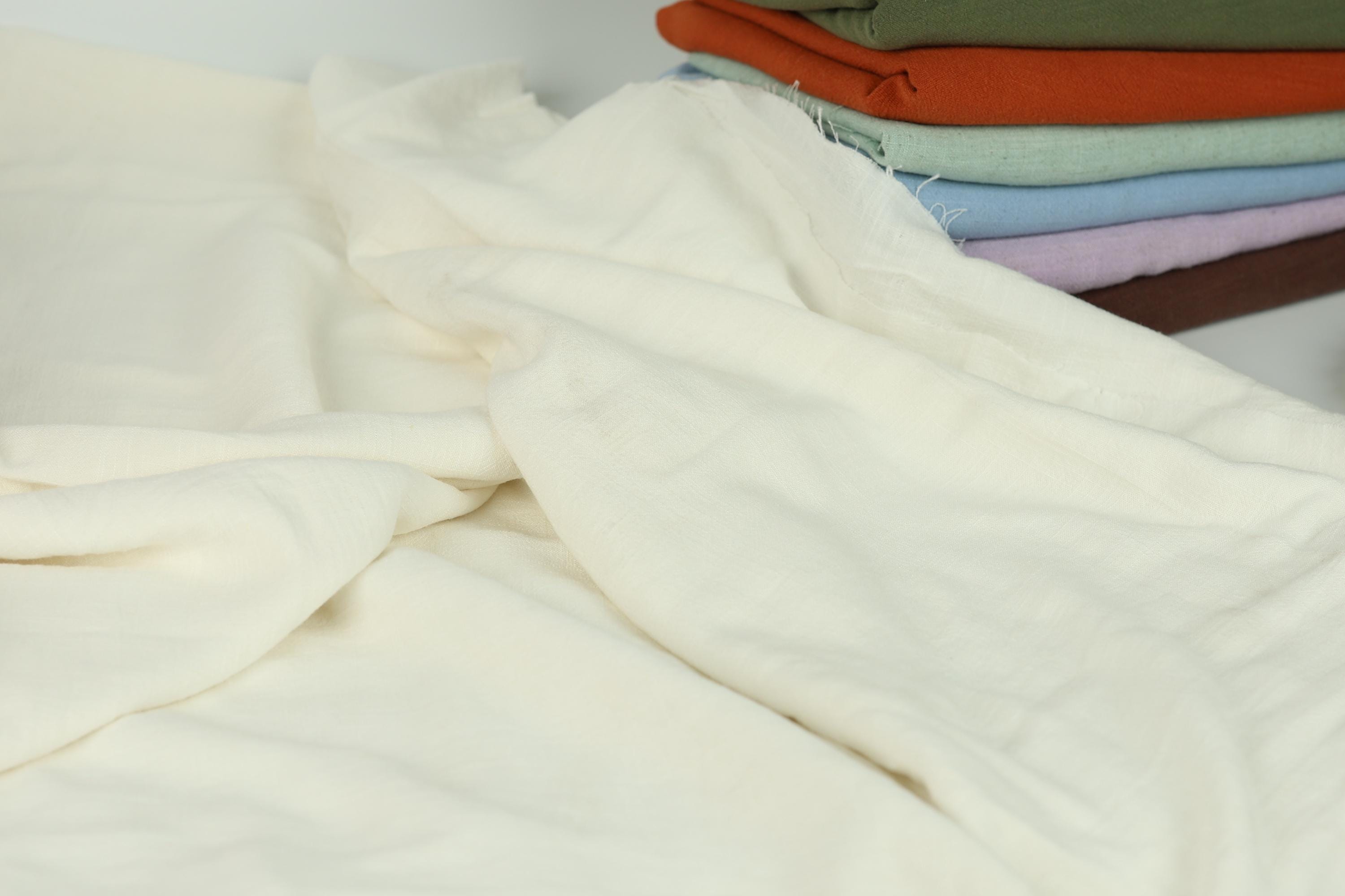 A pile of white fabric, possibly cotton, is visible in the image.