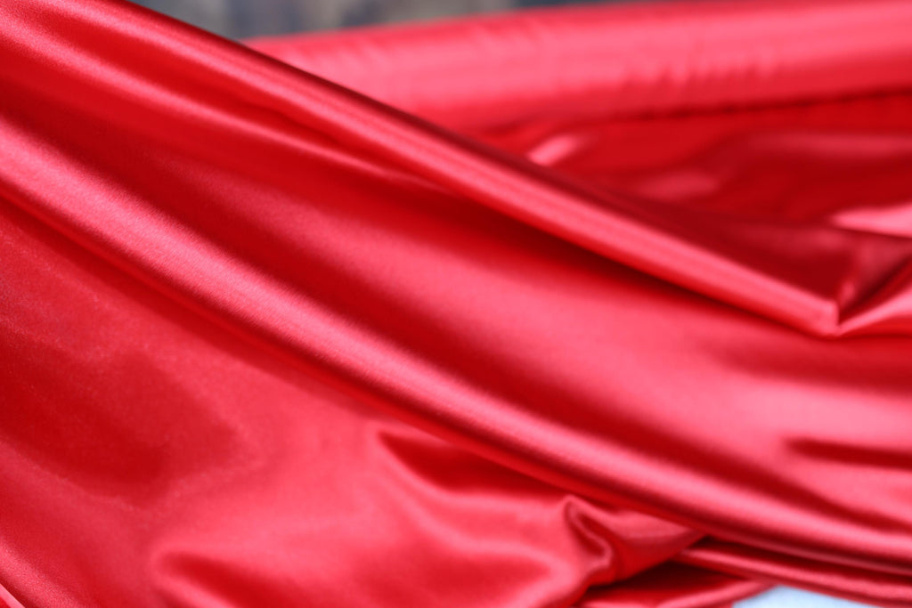 a close up of a red cloth on a table