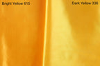two fabric swatches, one bright yellow and one dark yellow, side by side.