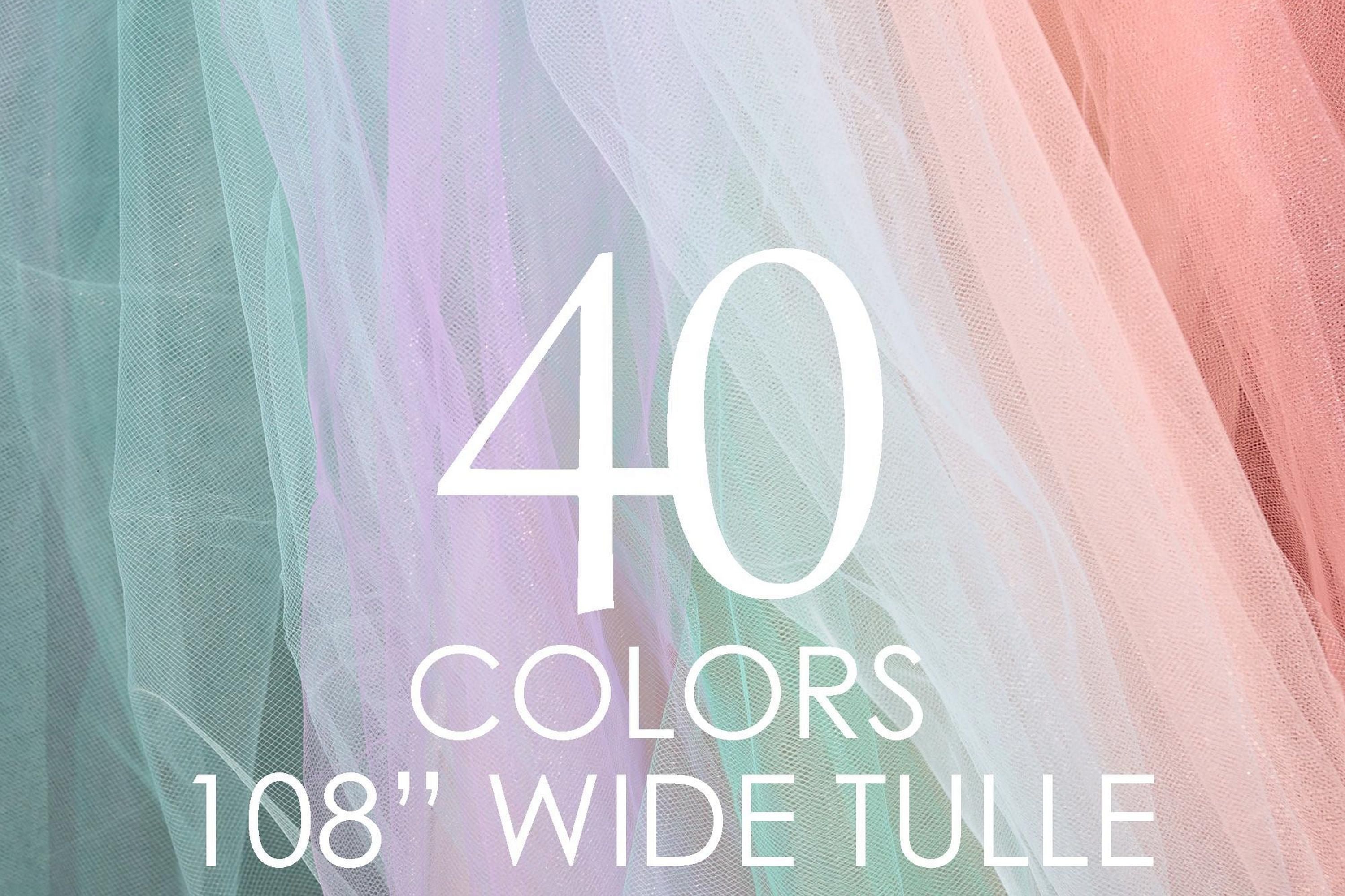 The image is a collage of various colored tulle fabric swatches, with the number 40 prominently displayed in the center.