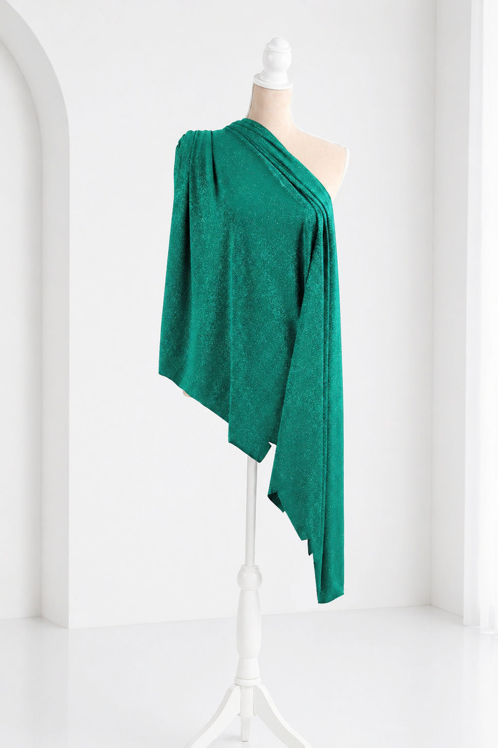 Green Glitter Knit Fabric, 4-Way Stretch Dancewear Costume Fashion