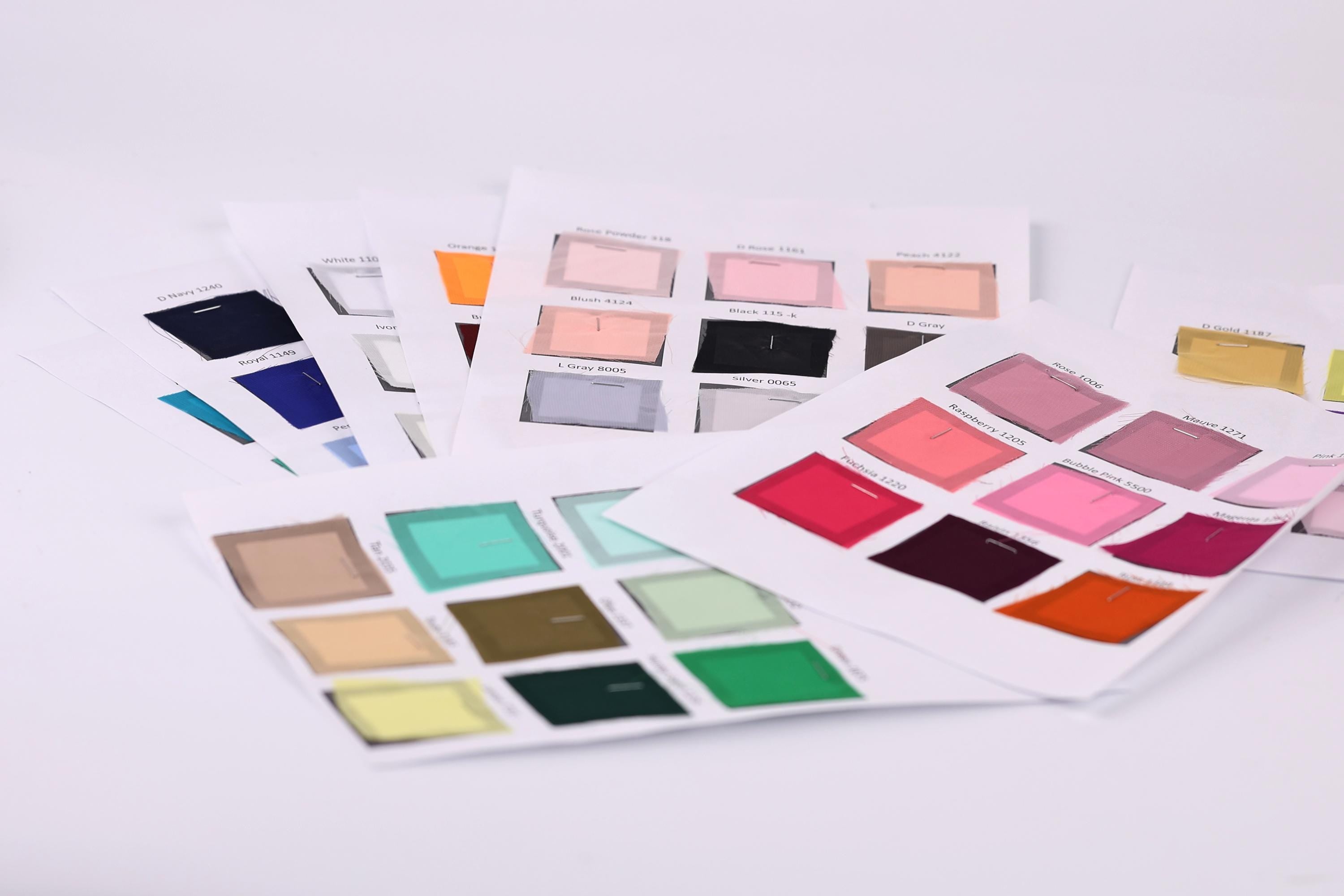 a collection of color swatches or samples, likely used for design purposes or to choose a specific color scheme for a project.