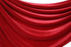 a close-up view of a red velvet fabric, with its folds and creases creating a textured and flowing appearance.