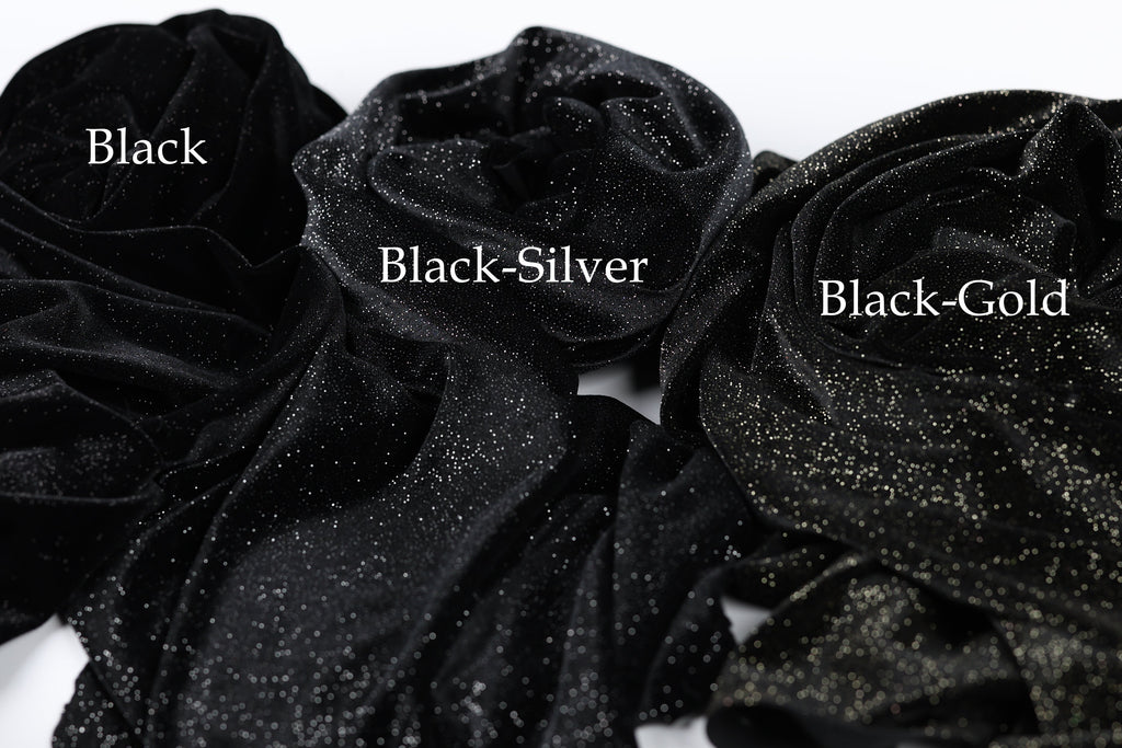 Glitter Velvet Fabric Swatchbook: 14 Colors, Soft 4-Way Stretch Sample, Shimmering Glitter Fabric Color Preview