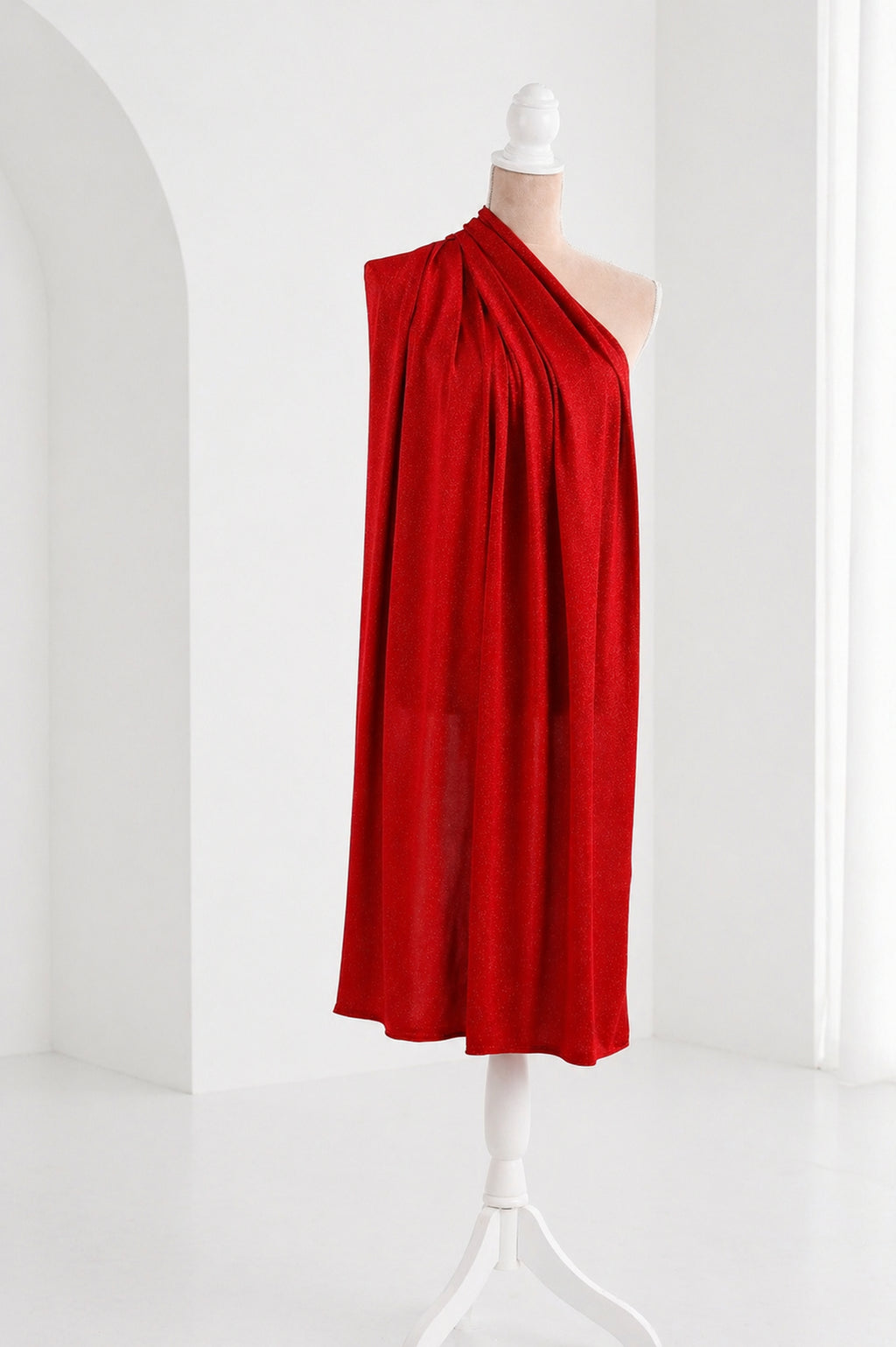 Red-Burgundy Glitter Knit Fabric, 4-Way Stretch Dancewear Costume Fashion