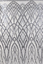 an intricate and visually striking pattern of black and white lines and shapes, creating a sense of depth and complexity. The pattern appears to be a repeating design, with the lines and shapes arranged in a way that creates a sense of movement and dynamism. The overall composition of the image is visually engaging and draws the viewer's attention to the intricate details and patterns within the design.