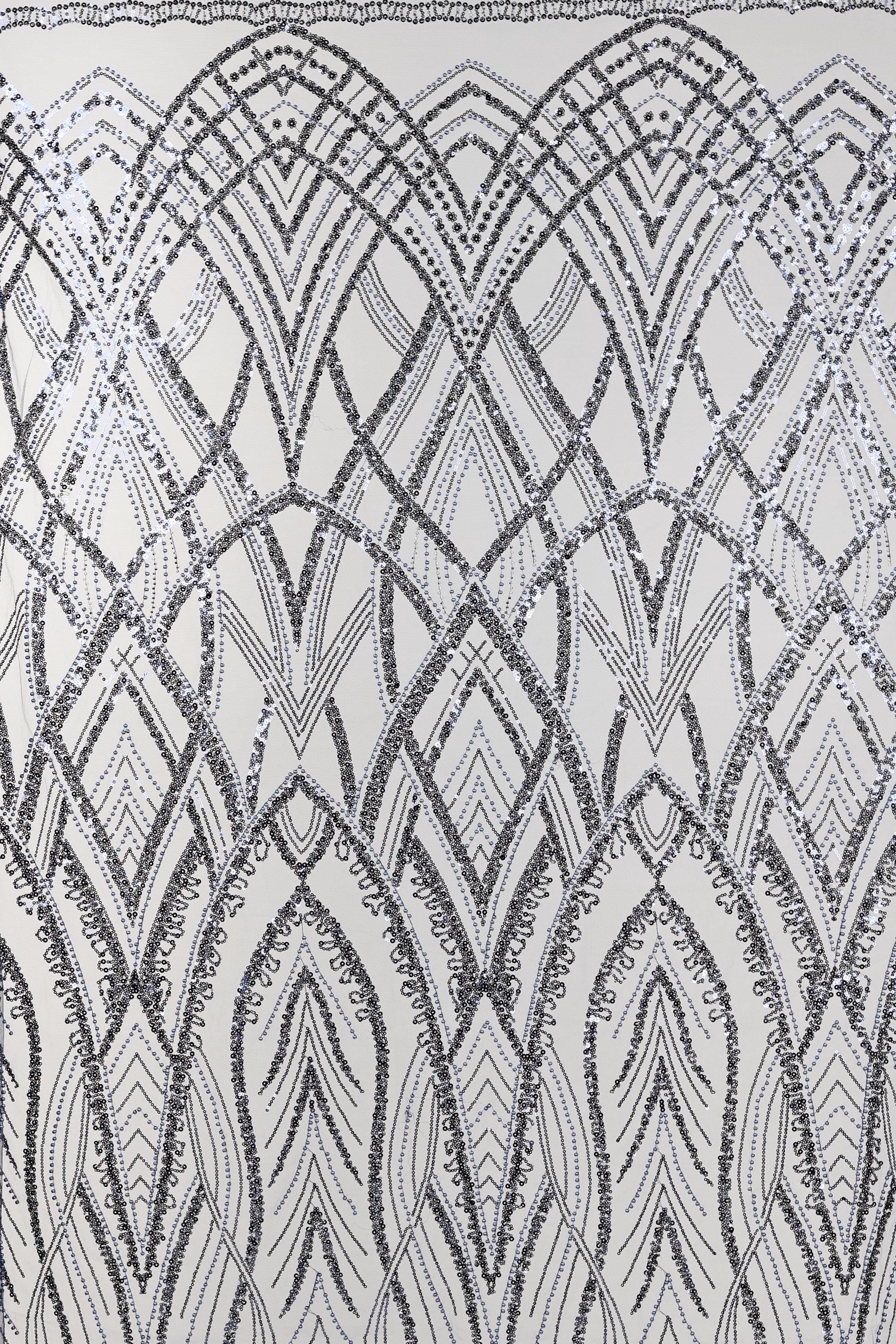 an intricate and visually striking pattern of black and white lines and shapes, creating a sense of depth and complexity. The pattern appears to be a repeating design, with the lines and shapes arranged in a way that creates a sense of movement and dynamism. The overall composition of the image is visually engaging and draws the viewer's attention to the intricate details and patterns within the design.