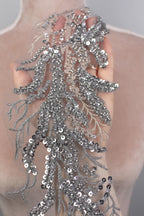 Gray Statement Lace Applique Pairs, Floral Wings & Branches – 4 Styles