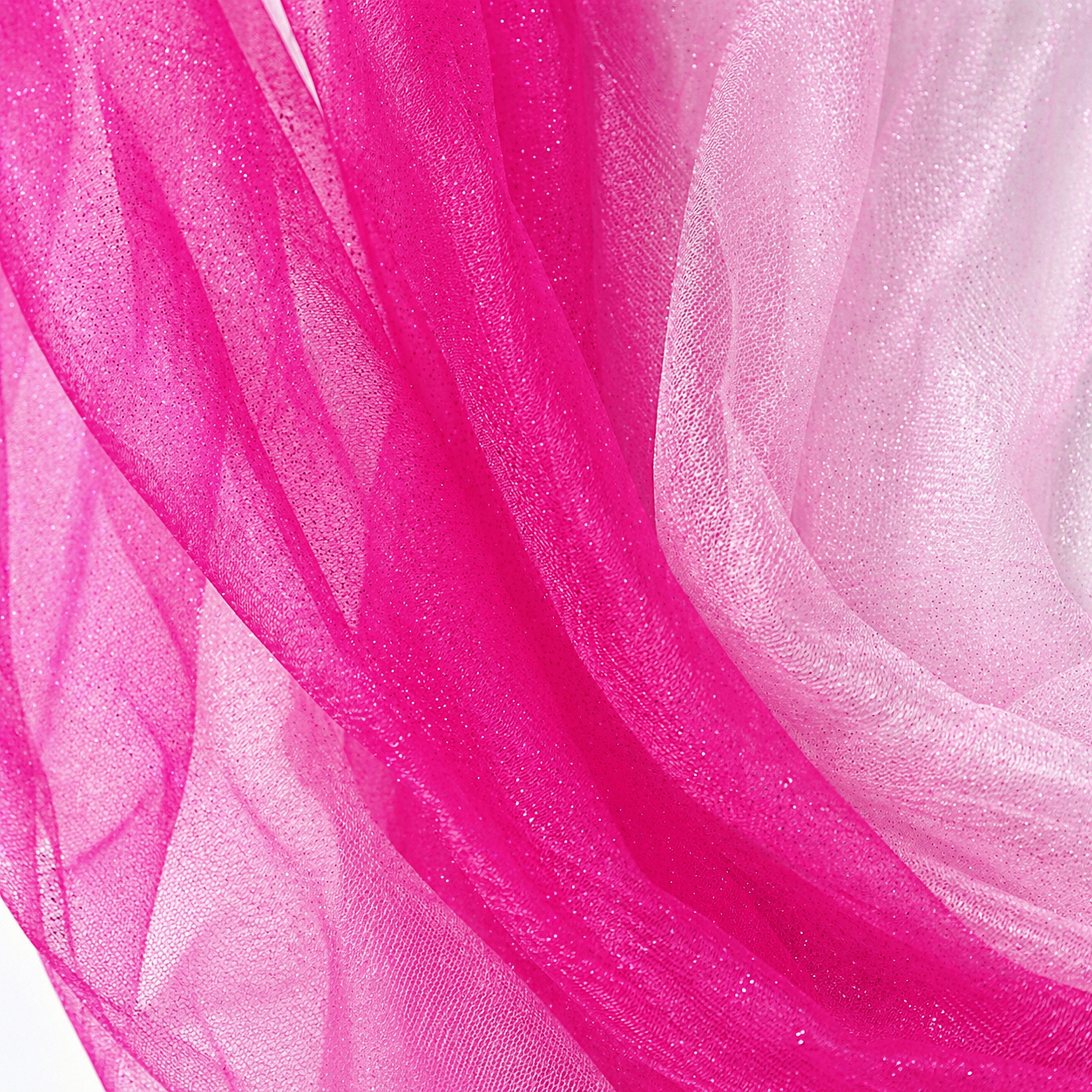 a close-up view of a fabric with a pink and white color scheme, with the pink fabric appearing more vibrant and the white fabric appearing more subdued.
