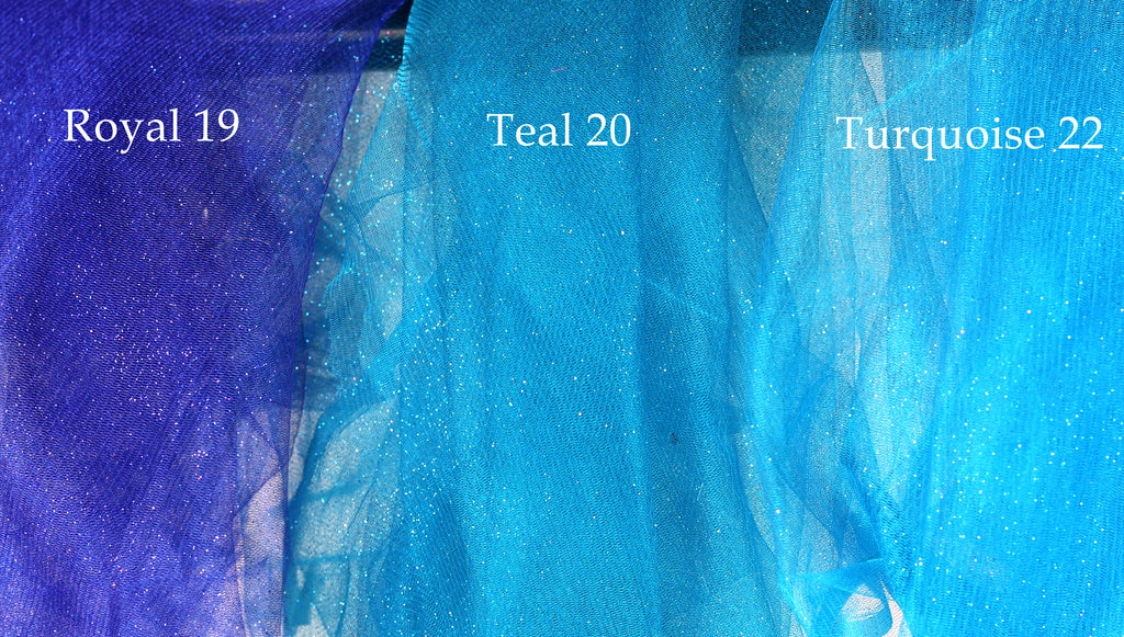Glitter Tulle Fabric Swatches: 20 Colors, Sparkle Mesh, Semi-Soft Fabric Color Preview