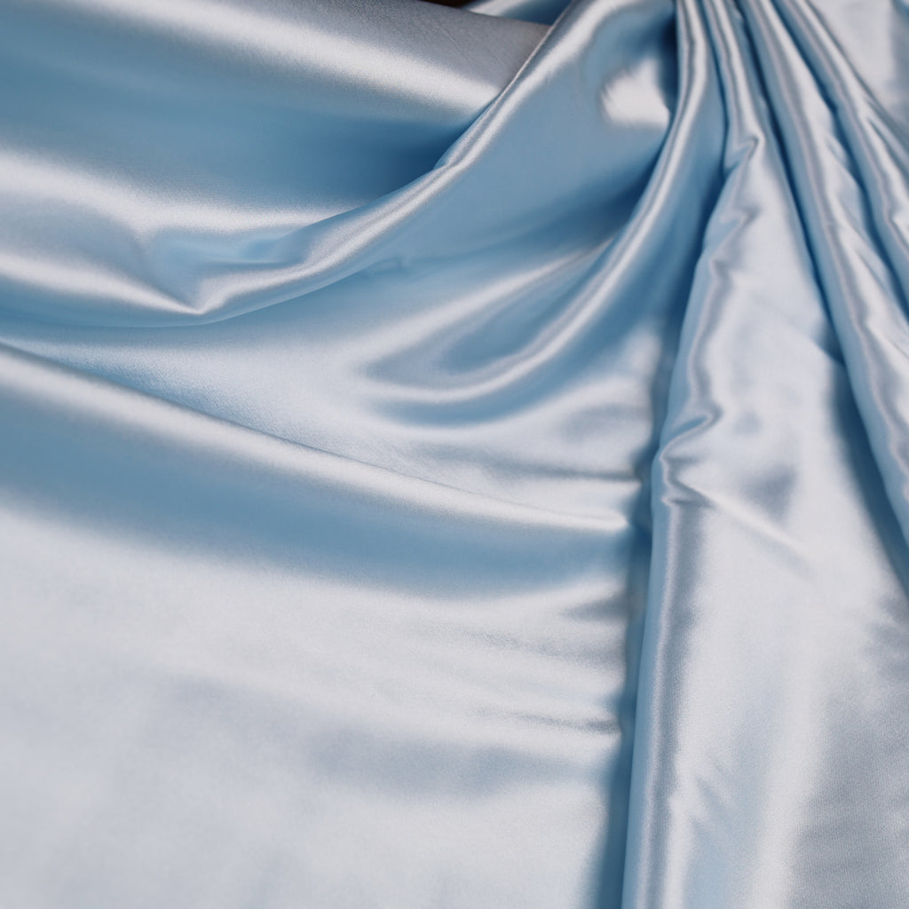 Blue Satin Charmeuse Fabric by the Yard, Silky Charmeuse for Dresses, Blouses and Luxury Sleepwear