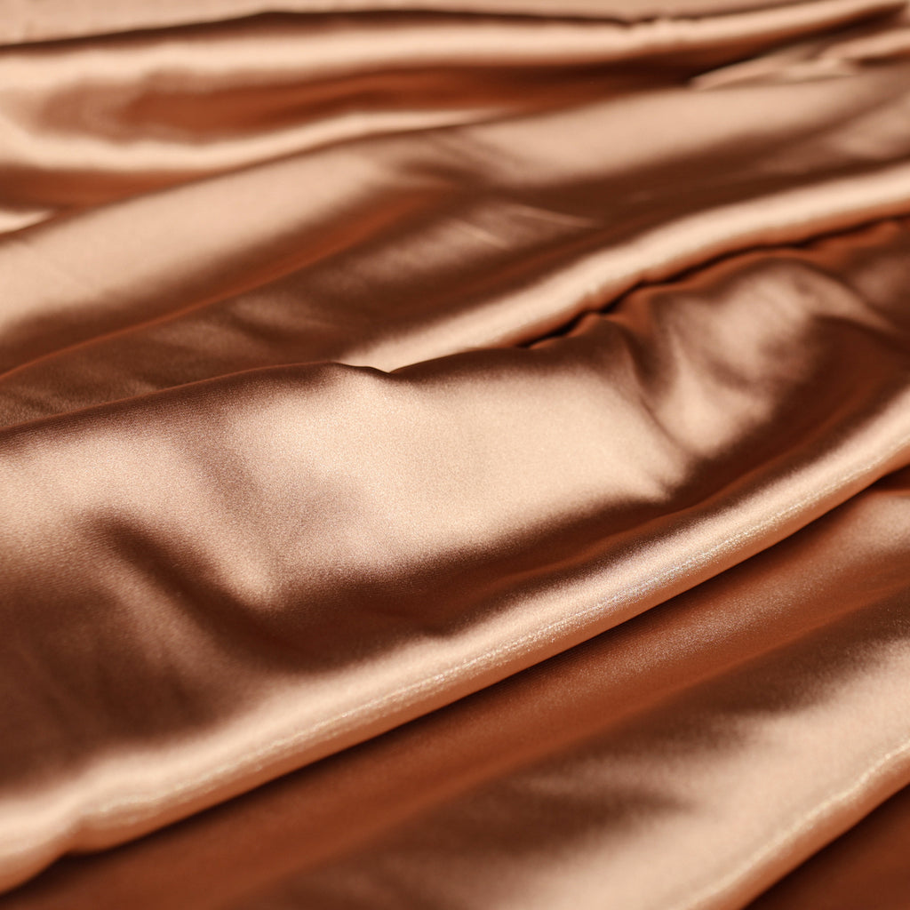 Brown Satin Charmeuse Fabric by the Yard, Silky Charmeuse for Dresses, Blouses and Luxury Apparel