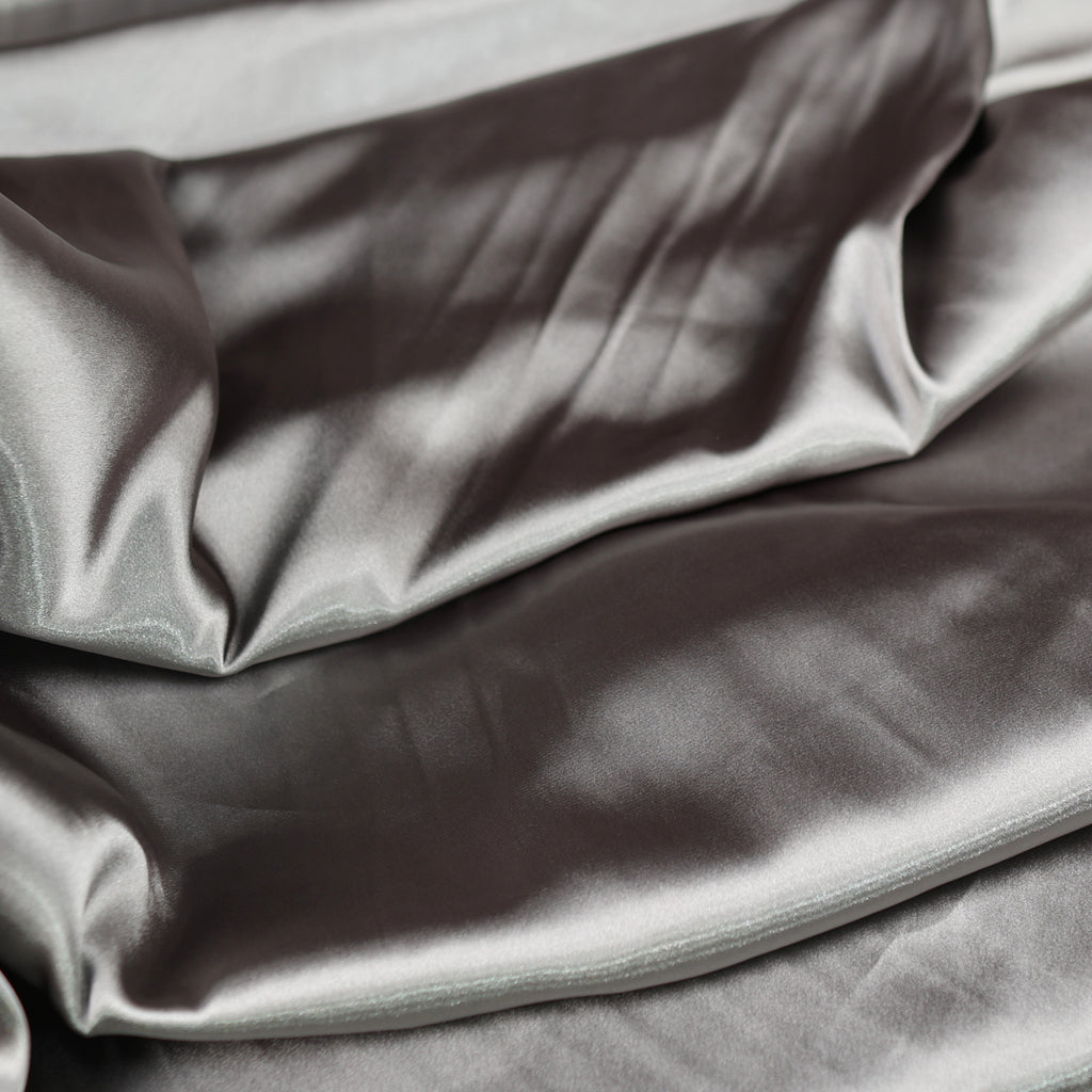 Silver Gray Satin Charmeuse Fabric by the Yard, Silky Charmeuse for Dresses, Eveningwear and Modern Fashion