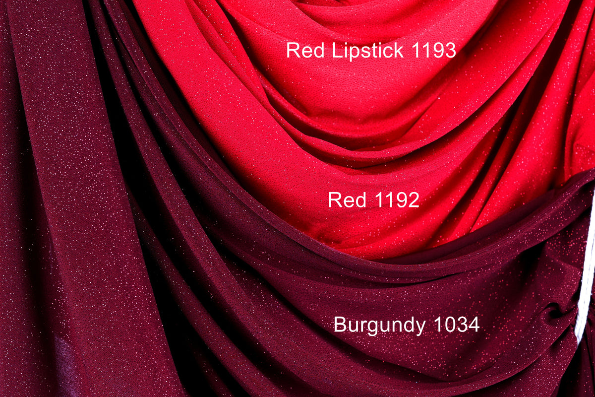 Red-Burgundy Glitter Knit Fabric, 4-Way Stretch Dancewear Costume Fashion