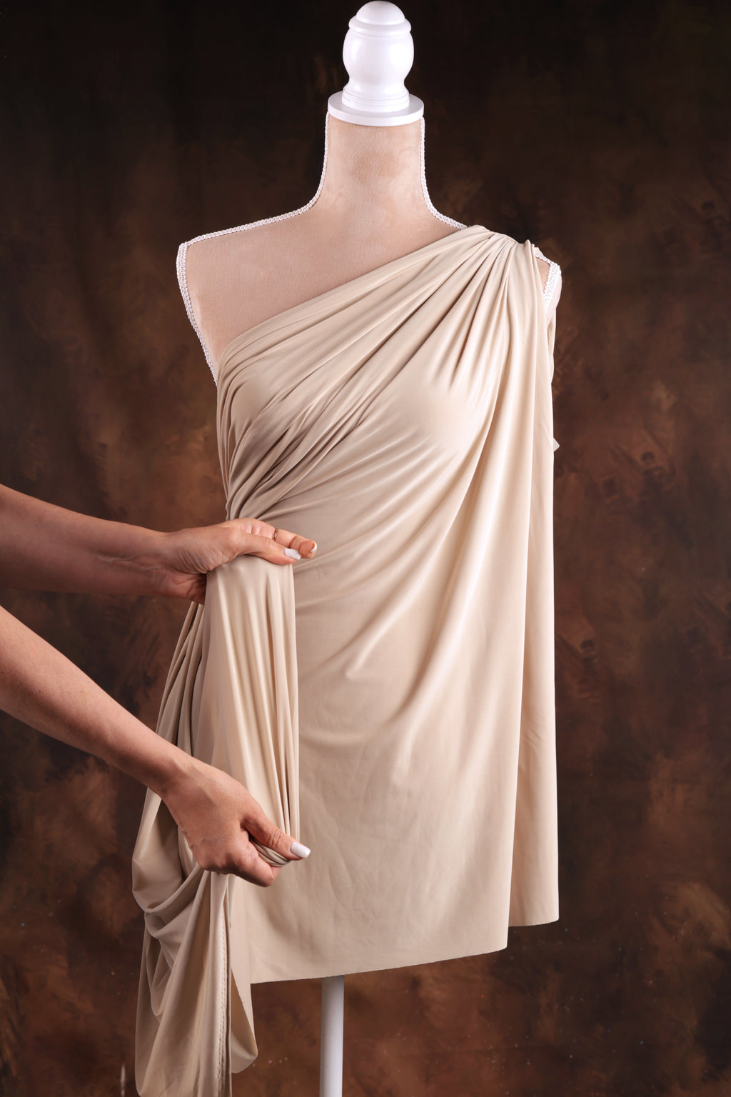 Champagne Venechia Stretch Knit – Matte Draping Fabric by the Yard