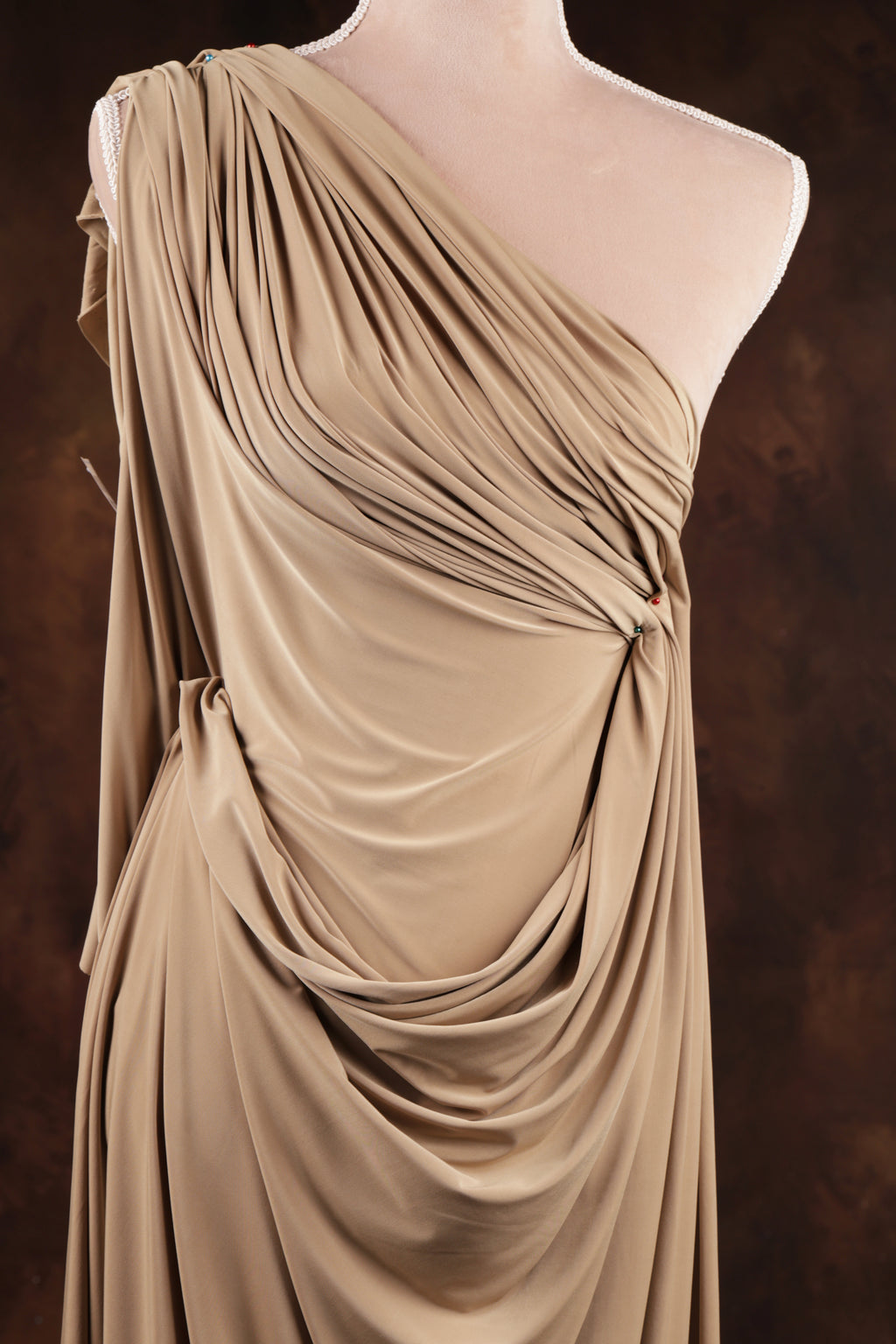 Champagne Venechia Stretch Knit – Matte Draping Fabric by the Yard