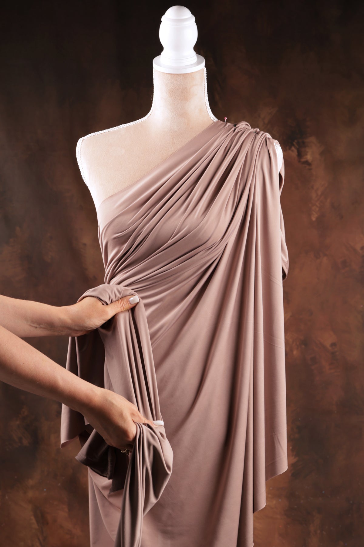 Champagne Venechia Stretch Knit – Matte Draping Fabric by the Yard