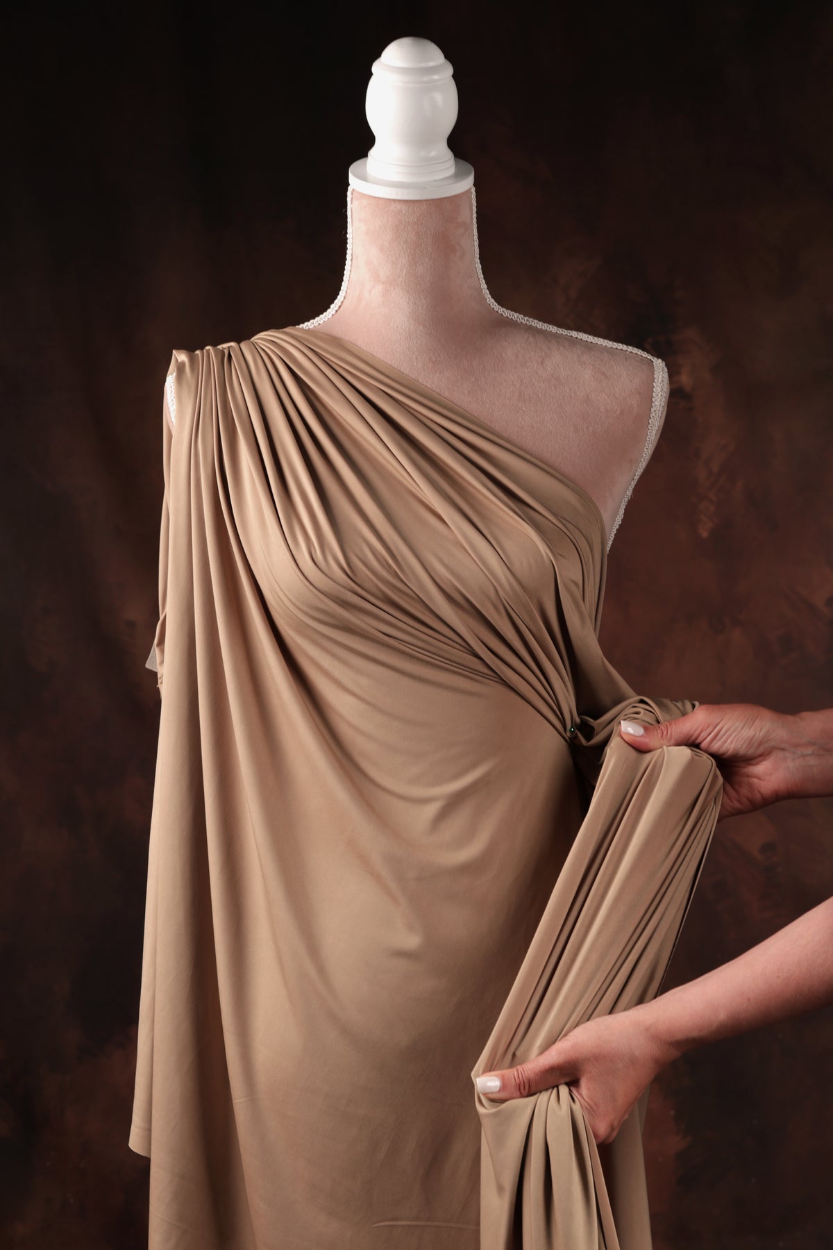 Champagne Venechia Stretch Knit – Matte Draping Fabric by the Yard