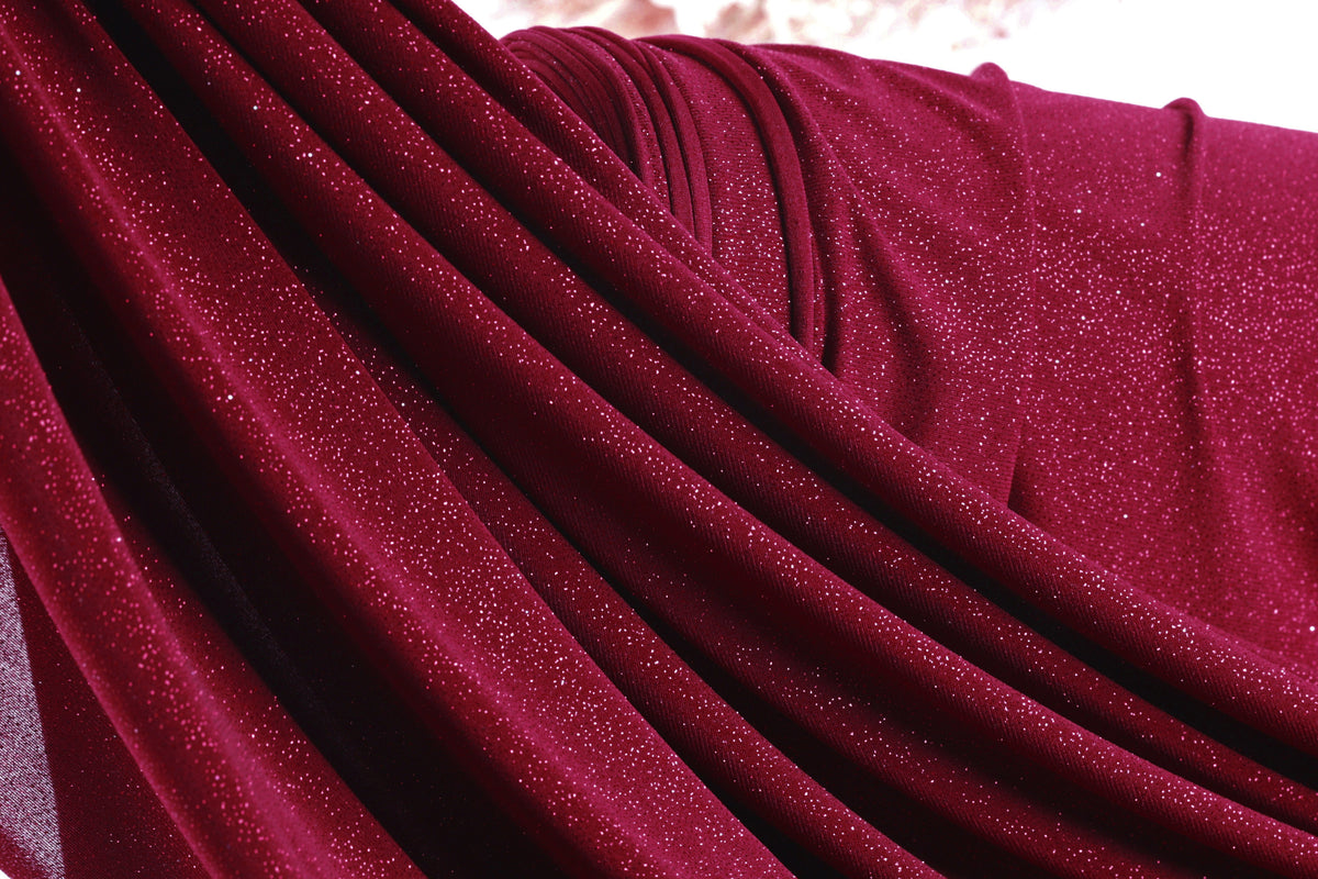Glitter Spandex Knit Fabric: Shimmer Metallic 4-Way Stretch Material - 18 Colors