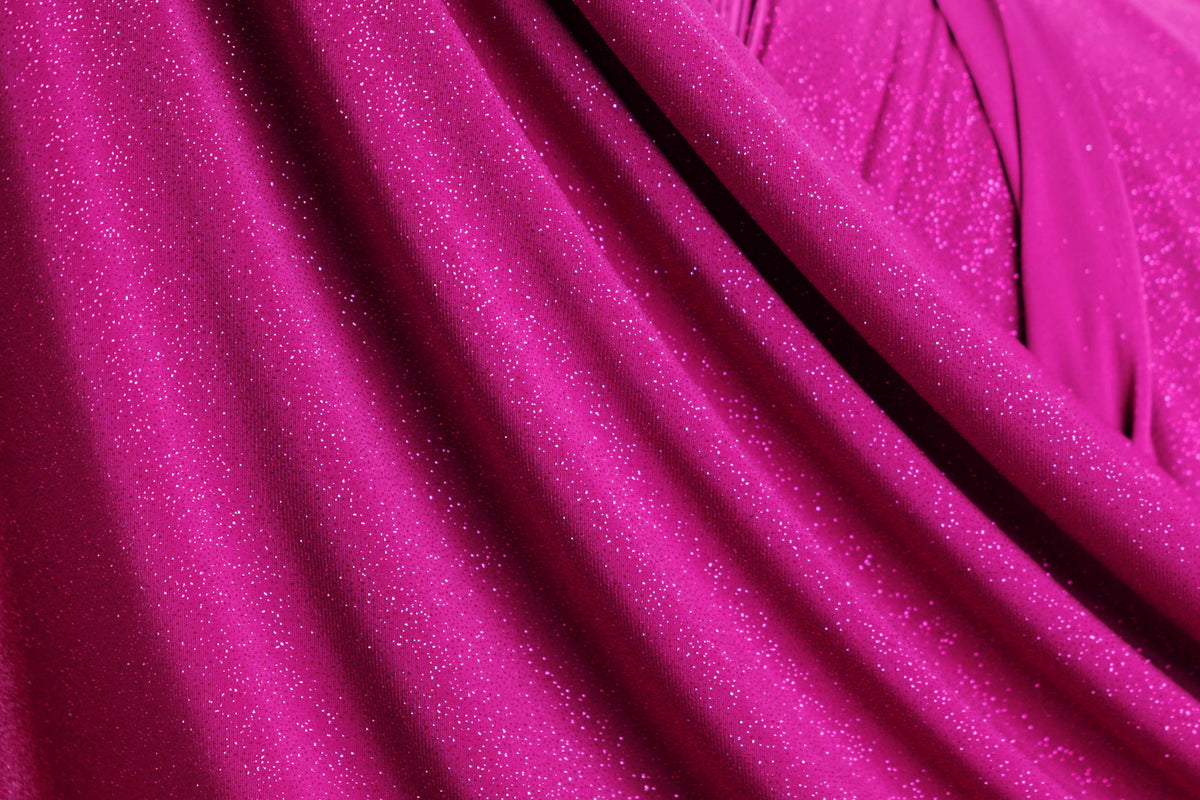 Glitter Spandex Knit Fabric: Shimmer Metallic 4-Way Stretch Material - 18 Colors