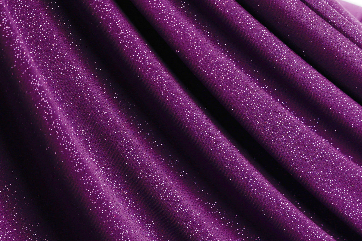 Glitter Spandex Knit Fabric: Shimmer Metallic 4-Way Stretch Material - 18 Colors