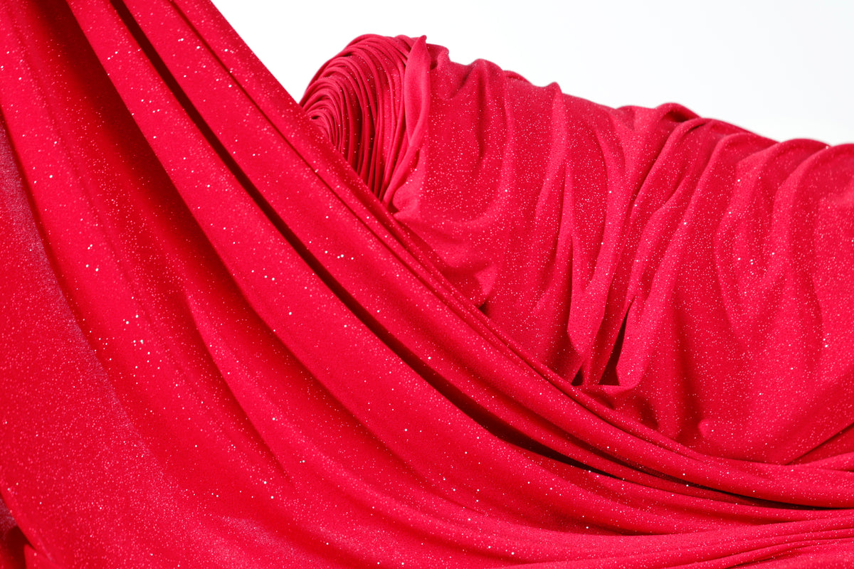Glitter Spandex Knit Fabric: Shimmer Metallic 4-Way Stretch Material - 18 Colors