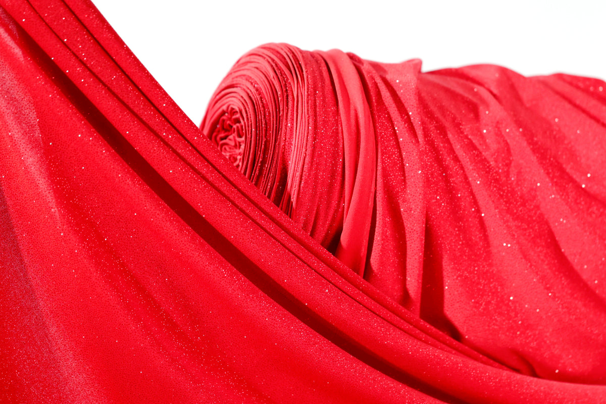 Glitter Spandex Knit Fabric: Shimmer Metallic 4-Way Stretch Material - 18 Colors