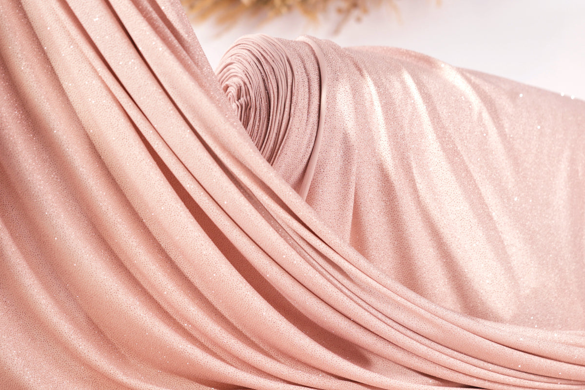 Glitter Spandex Knit Fabric: Shimmer Metallic 4-Way Stretch Material - 18 Colors