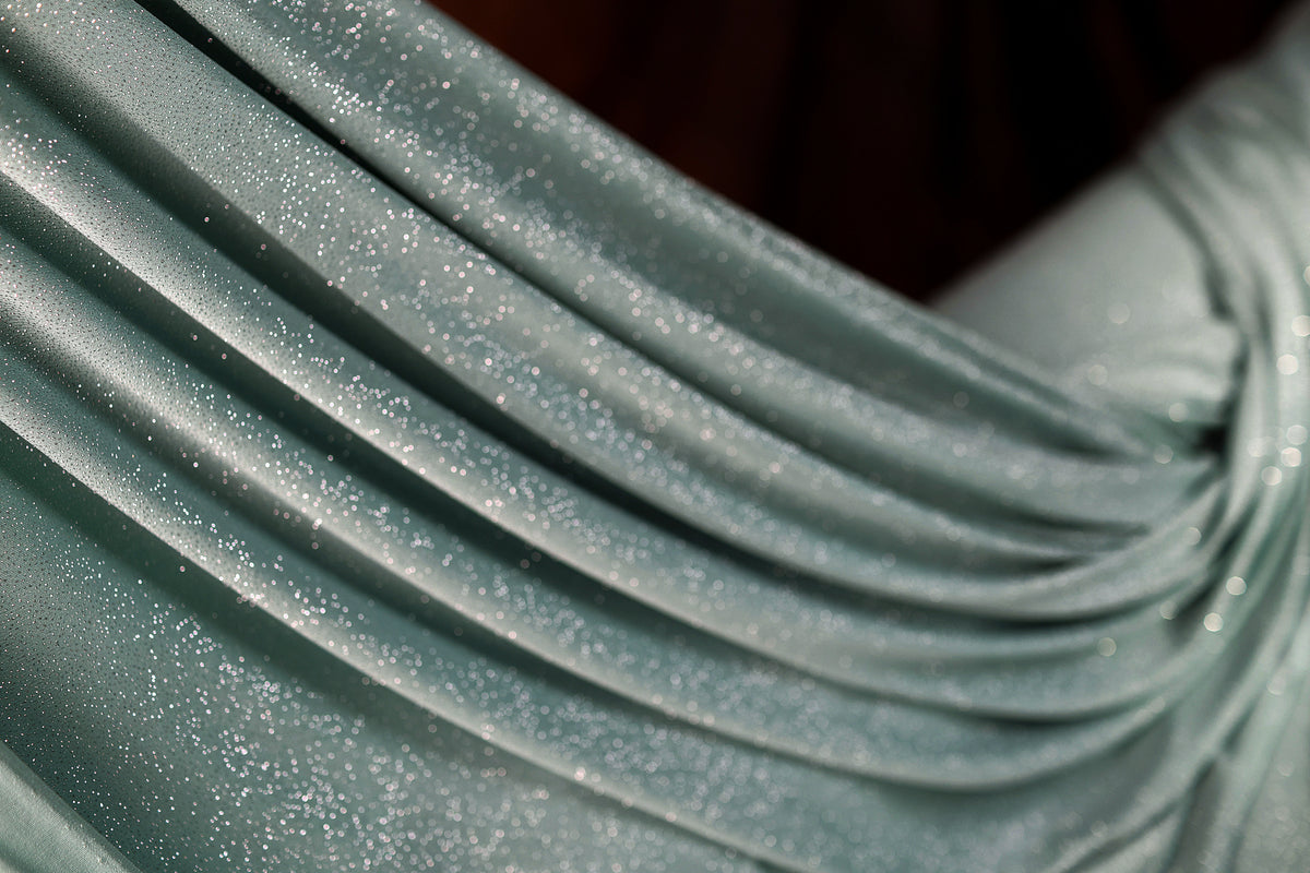 Glitter Spandex Knit Fabric: Shimmer Metallic 4-Way Stretch Material - 18 Colors