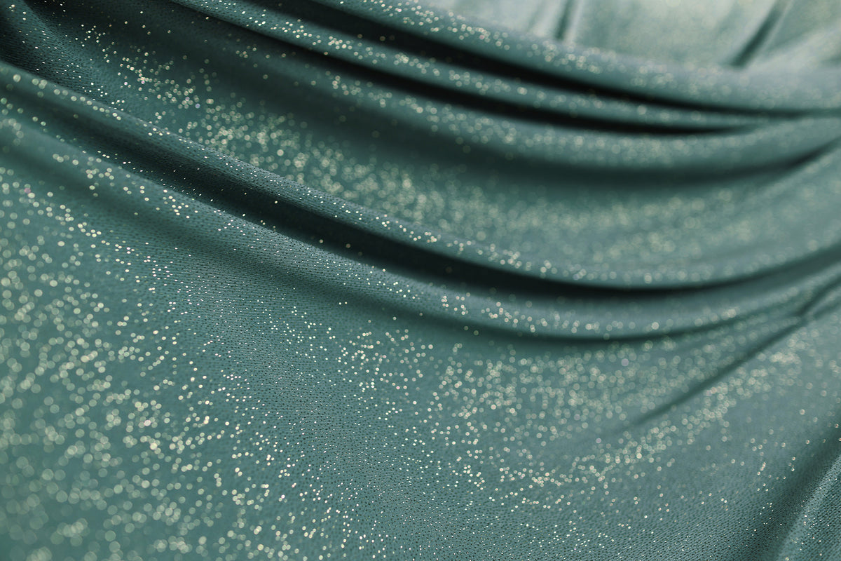 Glitter Spandex Knit Fabric: Shimmer Metallic 4-Way Stretch Material - 18 Colors