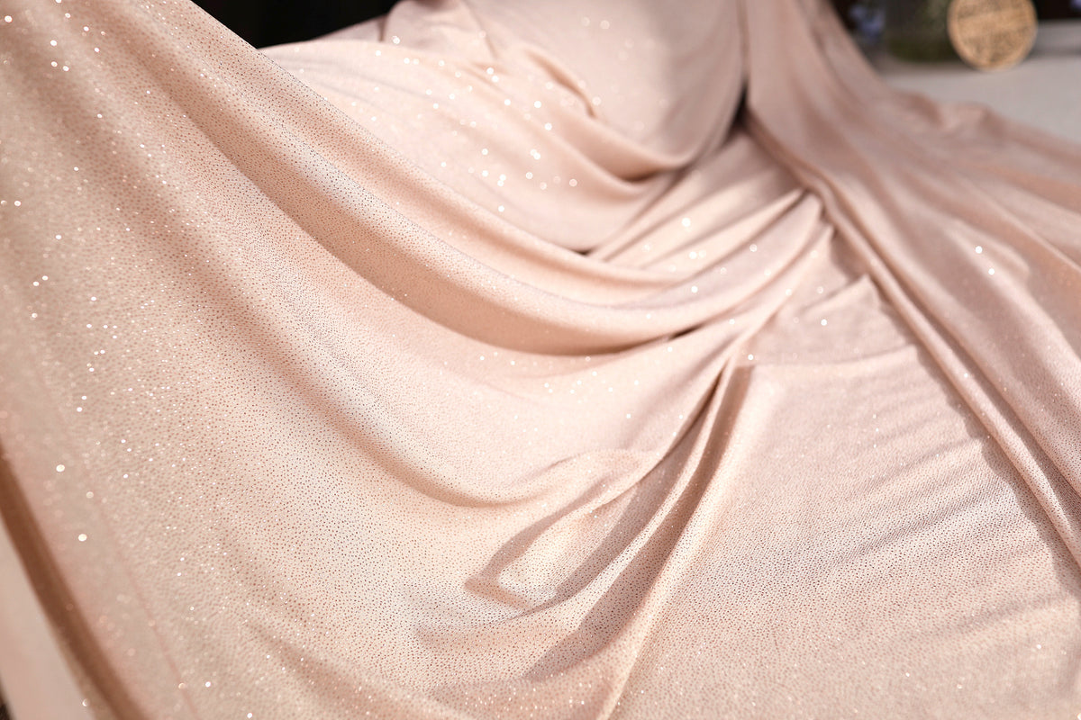 Glitter Spandex Knit Fabric: Shimmer Metallic 4-Way Stretch Material - 18 Colors