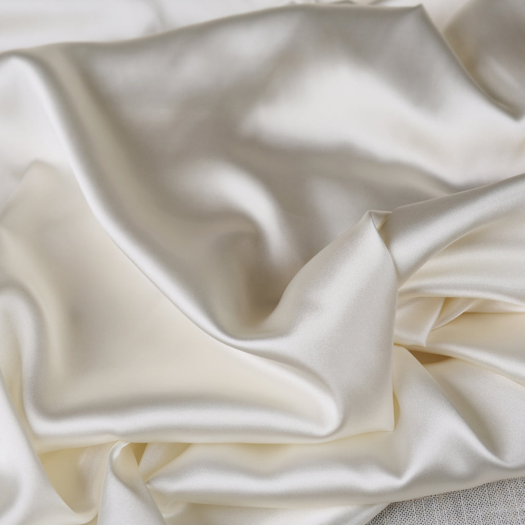 White Satin Charmeuse Fabric by the Yard, Silky Bridal Gown Apparel