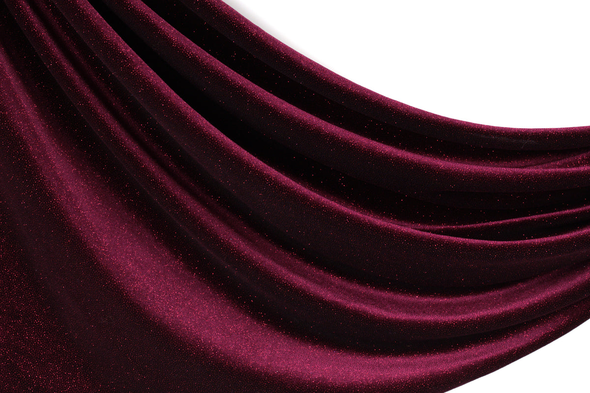 Glitter Velvet Stretch Fabric by Yard, 4-Way Stretch for Dance Costumes Eveningwear