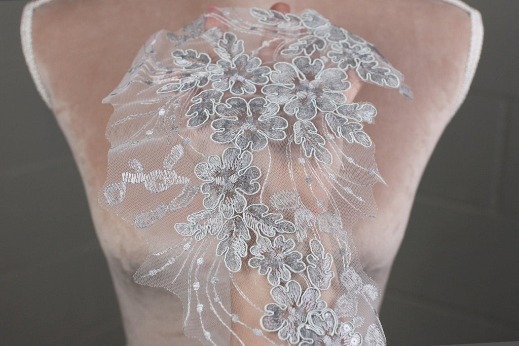Soft Gray Floral Lace Pairs, Delicate Embroidered Motifs – 3 Styles