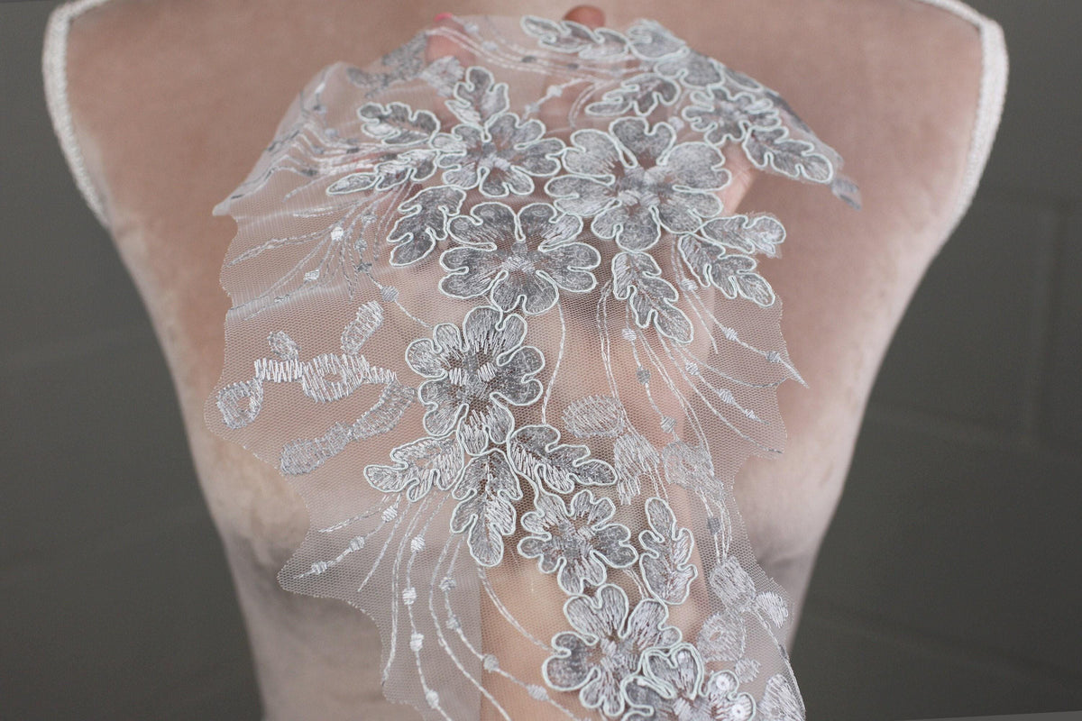 Soft Gray Floral Lace Pairs, Delicate Embroidered Motifs – 3 Styles