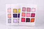 a collection of fabric swatches, each displaying a different color. The swatches are arranged in a grid format, with each row representing a different color and each column representing a different swatch. The swatches are spread across a white background, creating a visually appealing and organized display.