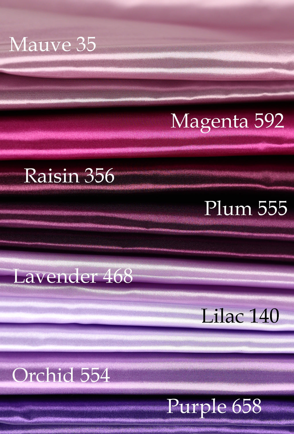 Bridal Satin Fabric Swatchbook: 54 Colors, Silky Polyester Material Color Preview