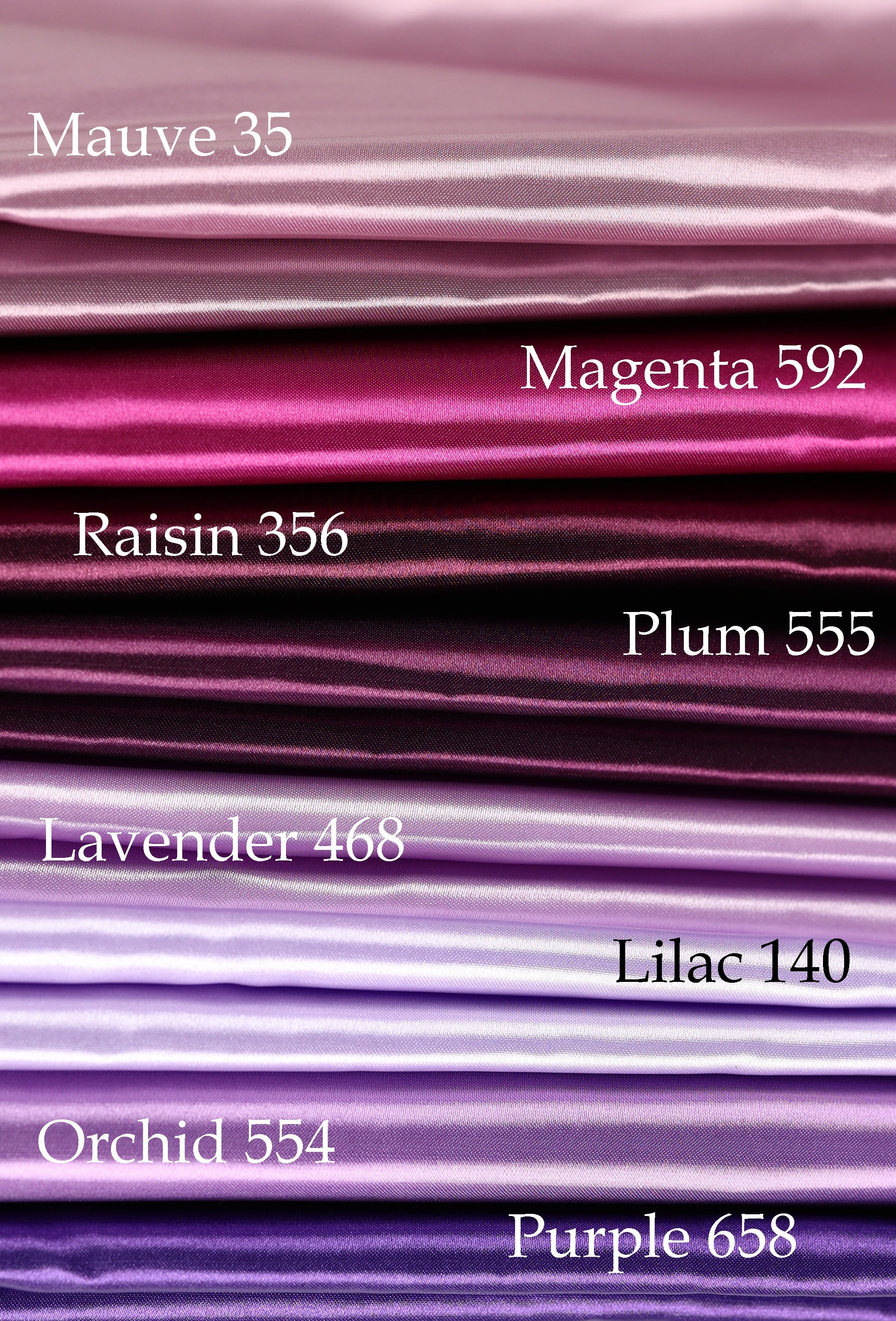 Bridal Satin Fabric Swatchbook: 54 Colors, Silky Polyester Material Color Preview