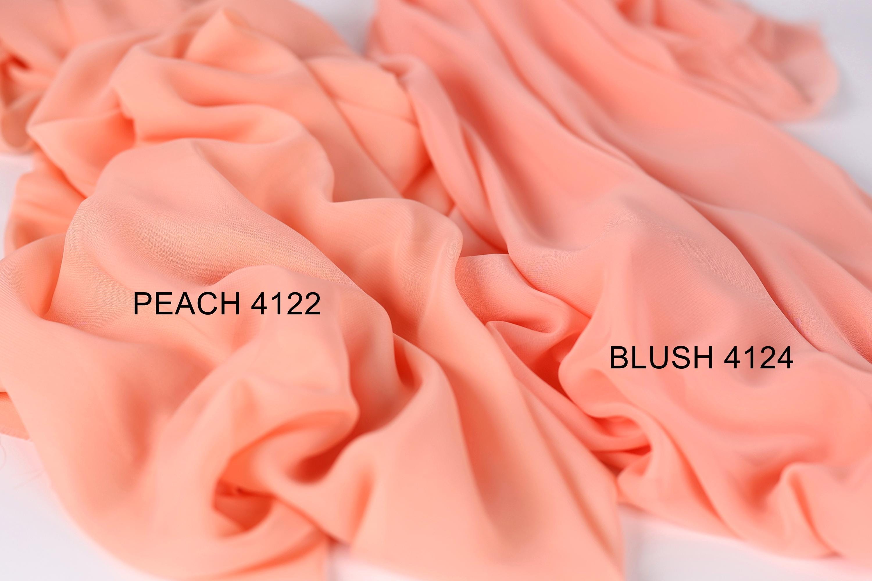 two different shades of peach fabric, labeled as "PEACH 4122" and "BLUSH 4122", placed on a white background.