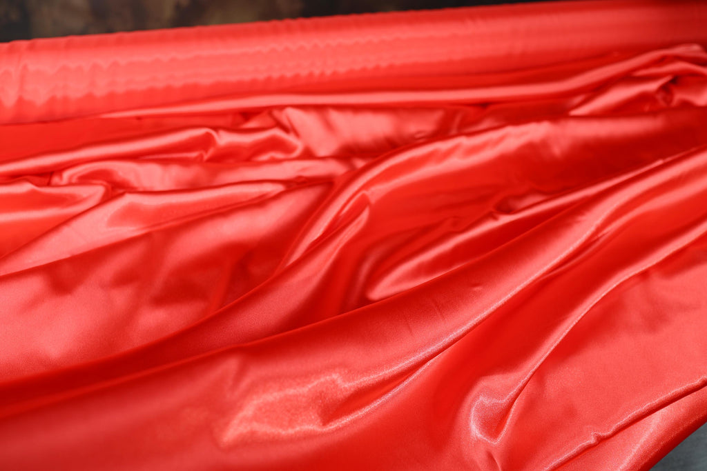 a close up of a red cloth on a table