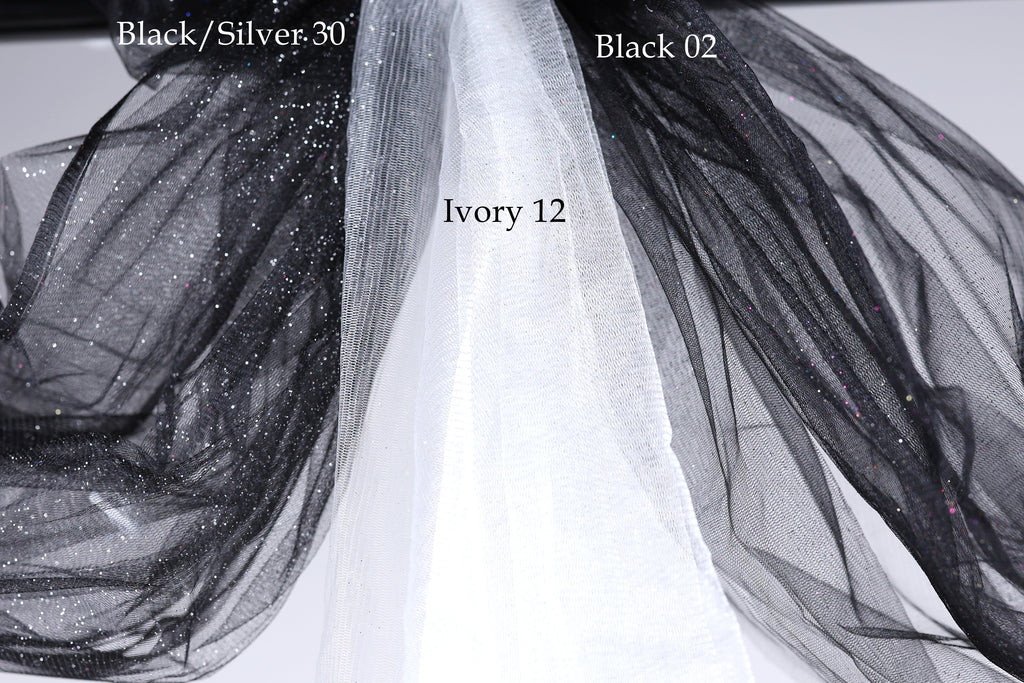 Glitter Tulle Fabric Swatch: 20 Colors, Sparkle Mesh, Semi-Soft Fabric Color Preview