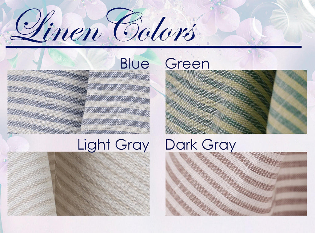 four different fabric swatches, each with a different color: blue, green, light gray, and dark gray.